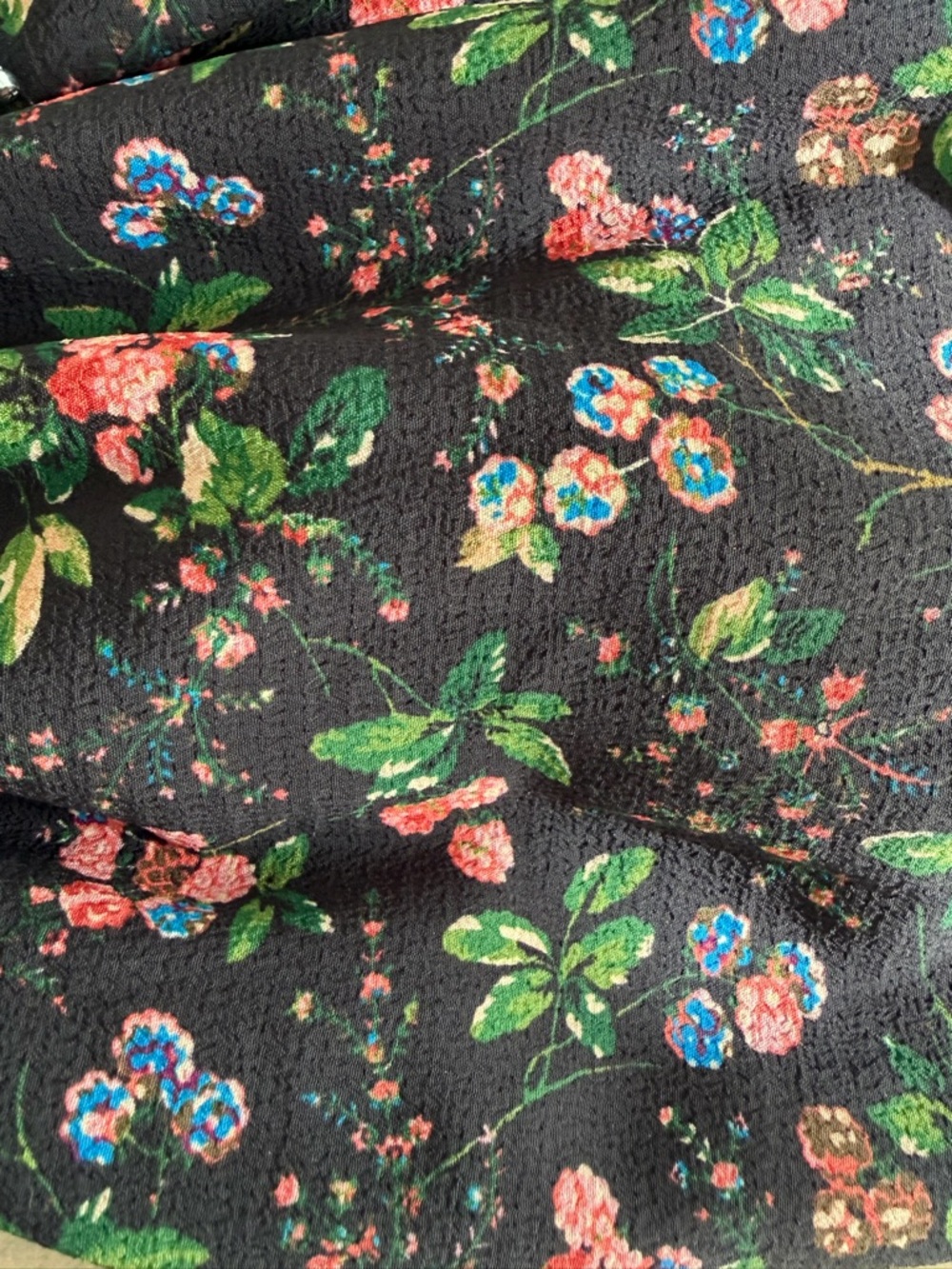 Hill House The Louisa Nap Dress - Multi Berry Crepe Small S Floral Black blue